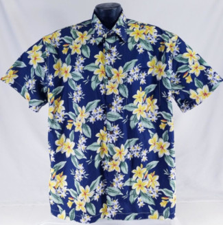 Hawaiian Plumeria Aloha Shirt  - Made in USA- 100% Cotton
